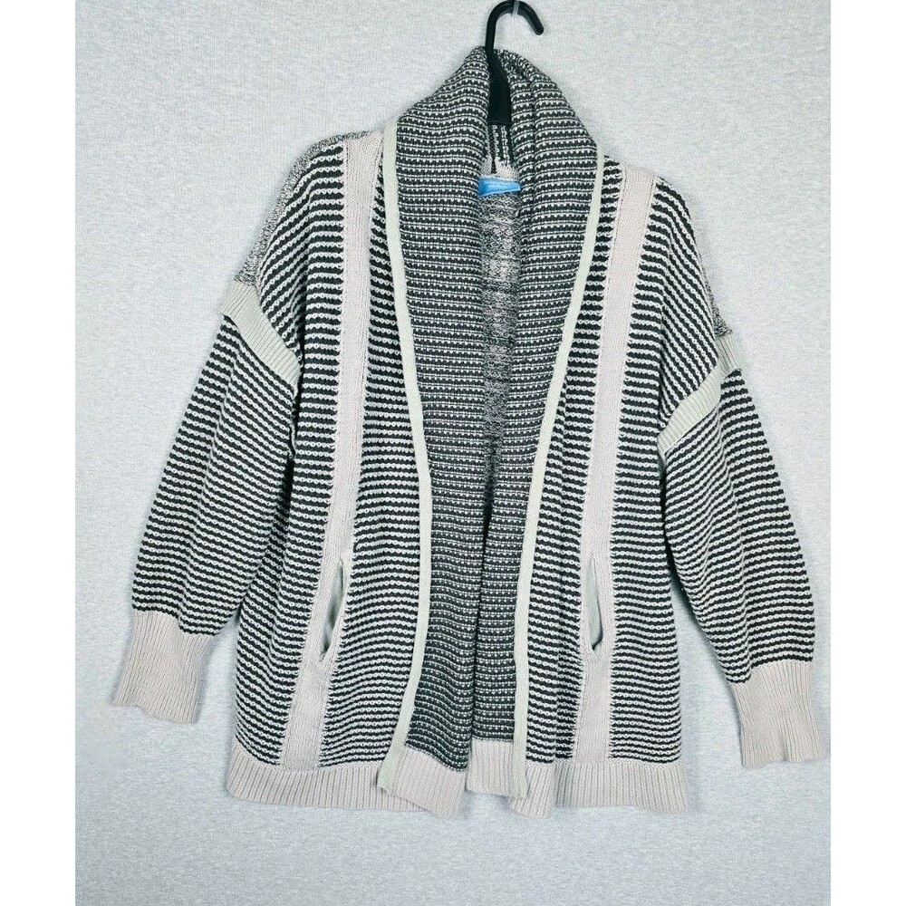 Simply Vera Vera Wang Women’s Black & Cream Knit Open Front Cardigan Sweater XL